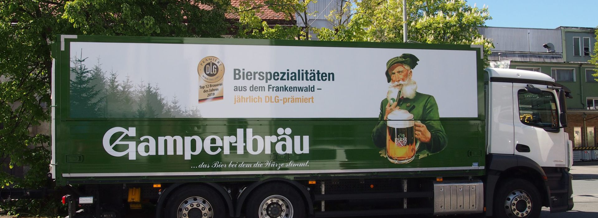 Lastwagen mit Aufschrift Gampert-Bräu